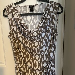 Ann Taylor cowl-neck blouse. Size medium. Taupe and off-white. EUC